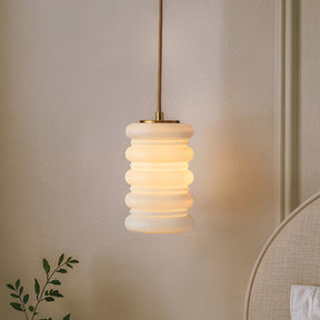 1-Light Modern Satin Brass Pendant Light for Kitchen Island Dining Room and Entryway with Stacked Opal Glass Shade