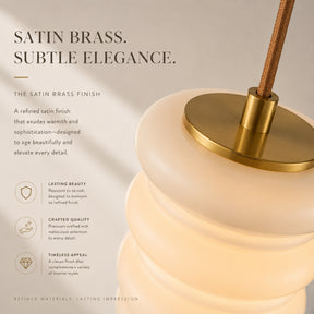 1-Light Modern Satin Brass Pendant Light for Kitchen Island Dining Room and Entryway with Stacked Opal Glass Shade