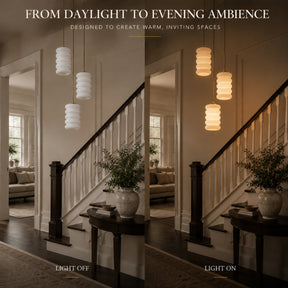 3-Light Cluster Pendant Light for Stairwell, Satin Brass Hanging Fixture with Stacked Opal Glass Shades, Modern Chandelier for Entryway, Small Foyer and High Ceilings