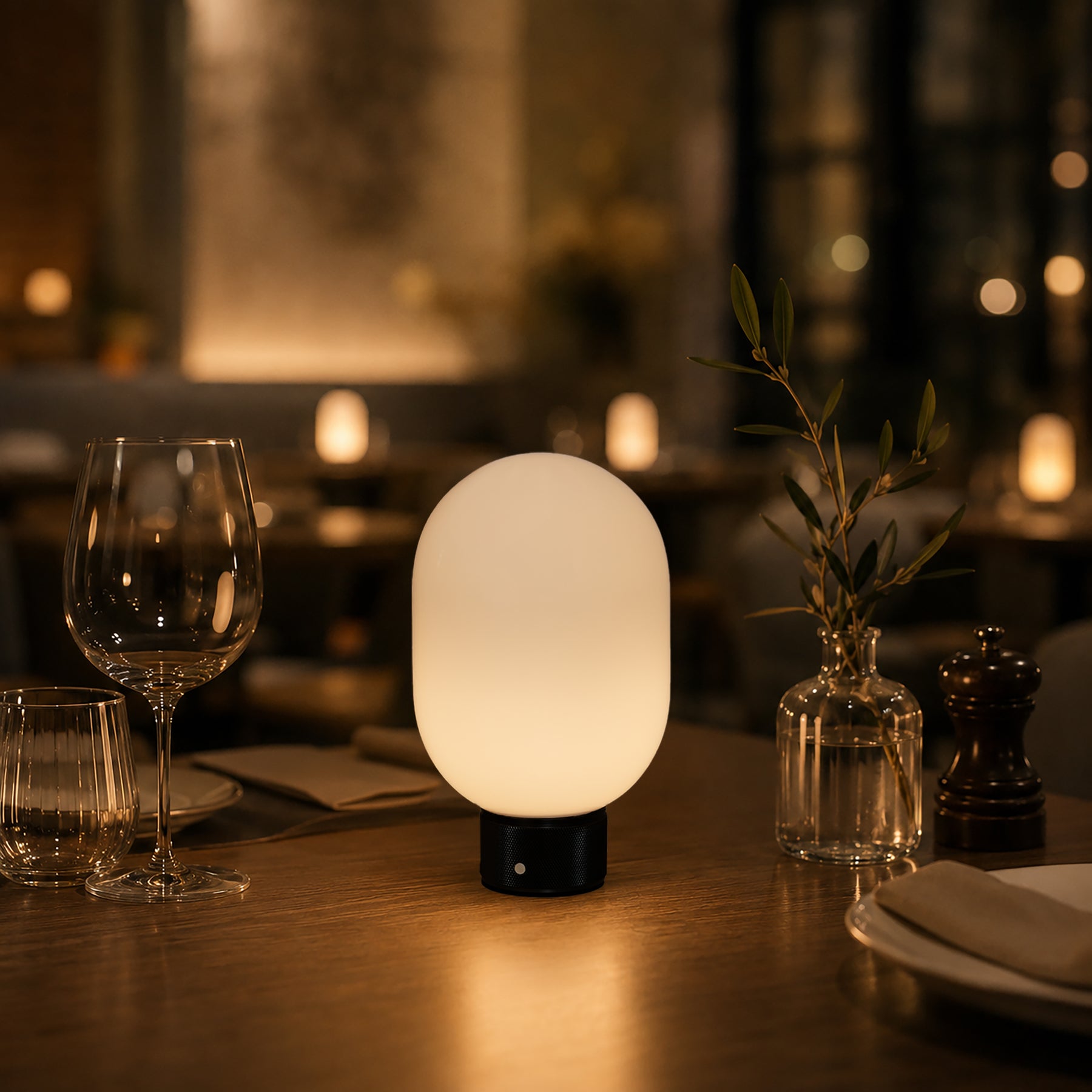 Modern Opal Glass Cordless Rechargeable Table Lamp Unique/Statement Dimmable LED Bedside Lamp For Cozy Bedroom