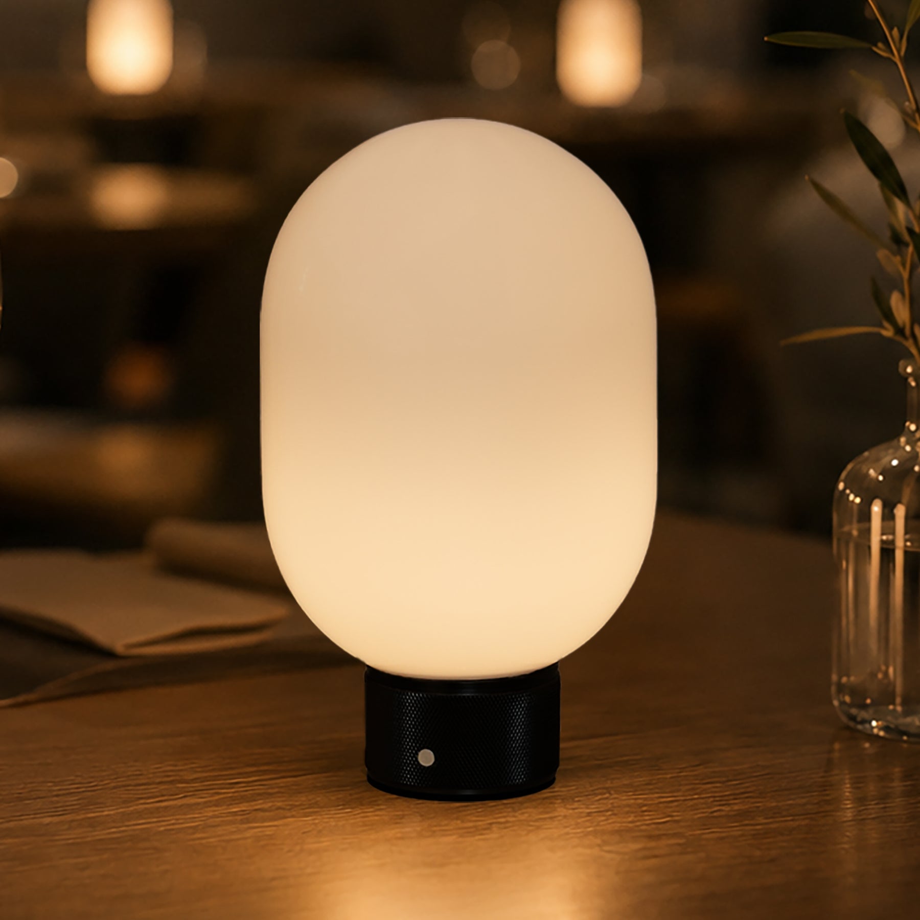 Modern Opal Glass Cordless Rechargeable Table Lamp Unique/Statement Dimmable LED Bedside Lamp For Cozy Bedroom