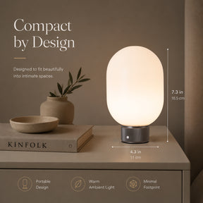 Modern Opal Glass Cordless Rechargeable Table Lamp Unique/Statement Dimmable LED Bedside Lamp For Cozy Bedroom