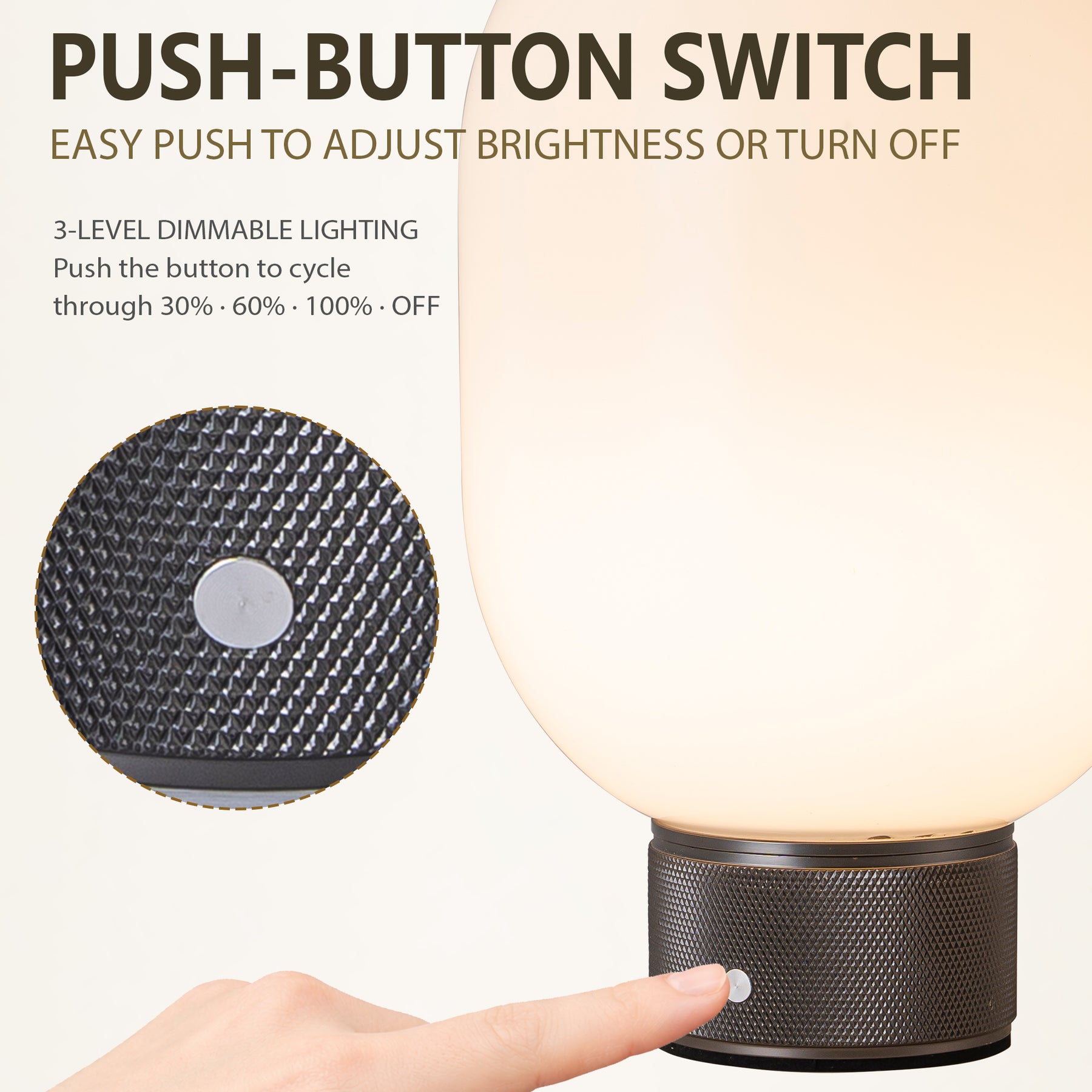 Modern Opal Glass Cordless Rechargeable Table Lamp Unique/Statement Dimmable LED Bedside Lamp For Cozy Bedroom