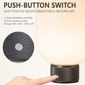 Modern Opal Glass Cordless Rechargeable Table Lamp Unique/Statement Dimmable LED Bedside Lamp For Cozy Bedroom