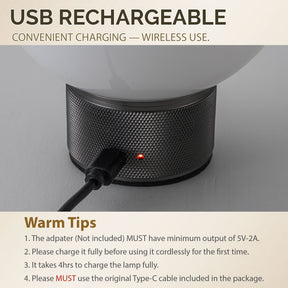Modern Opal Glass Cordless Rechargeable Table Lamp Unique/Statement Dimmable LED Bedside Lamp For Cozy Bedroom