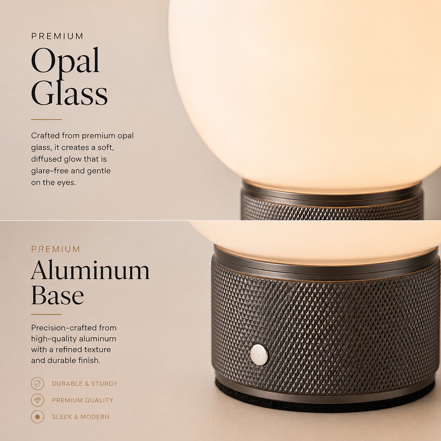 Modern Opal Glass Cordless Rechargeable Table Lamp Unique/Statement Dimmable LED Bedside Lamp For Cozy Bedroom