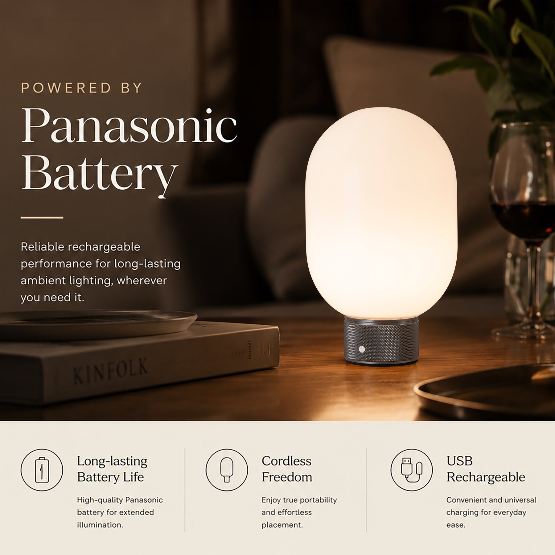 Modern Opal Glass Cordless Rechargeable Table Lamp Unique/Statement Dimmable LED Bedside Lamp For Cozy Bedroom