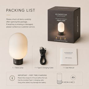 Modern Opal Glass Cordless Rechargeable Table Lamp Unique/Statement Dimmable LED Bedside Lamp For Cozy Bedroom