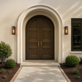 H13" 1-Light Modern Black Outdoor Wall Sconce with Water Ripple Glass and Dusk to Dawn Sensor Open Bottom Exterior Waterproof Porch Light Fixture for Garage Patio