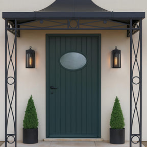 H16" 1-Light Unique/Statement Dusk to Dawn Outdoor Wall Light with Clear Glass Farmhouse Black Exterior Wall Sconce with Open Bottom Waterproof Porch Light Fixture for Garage