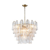26 in Warm Brass 9-Light Glass Chandelier for Dining Room and Entryway