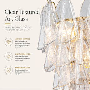 26 in Warm Brass 9-Light Glass Chandelier for Dining Room and Entryway