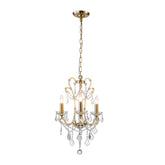3-Light Crystal Chandelier with Brass Finish, Dimmable Ceiling Fixture