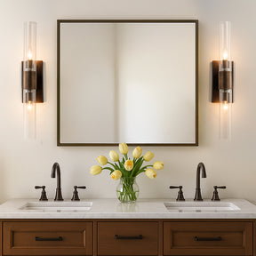 23'' Tall Antique Bronze 2-Light Modern Vanity Light Over Mirror Unique/Statement Double Wall Sconce for Bathroom Living Room Bedroom