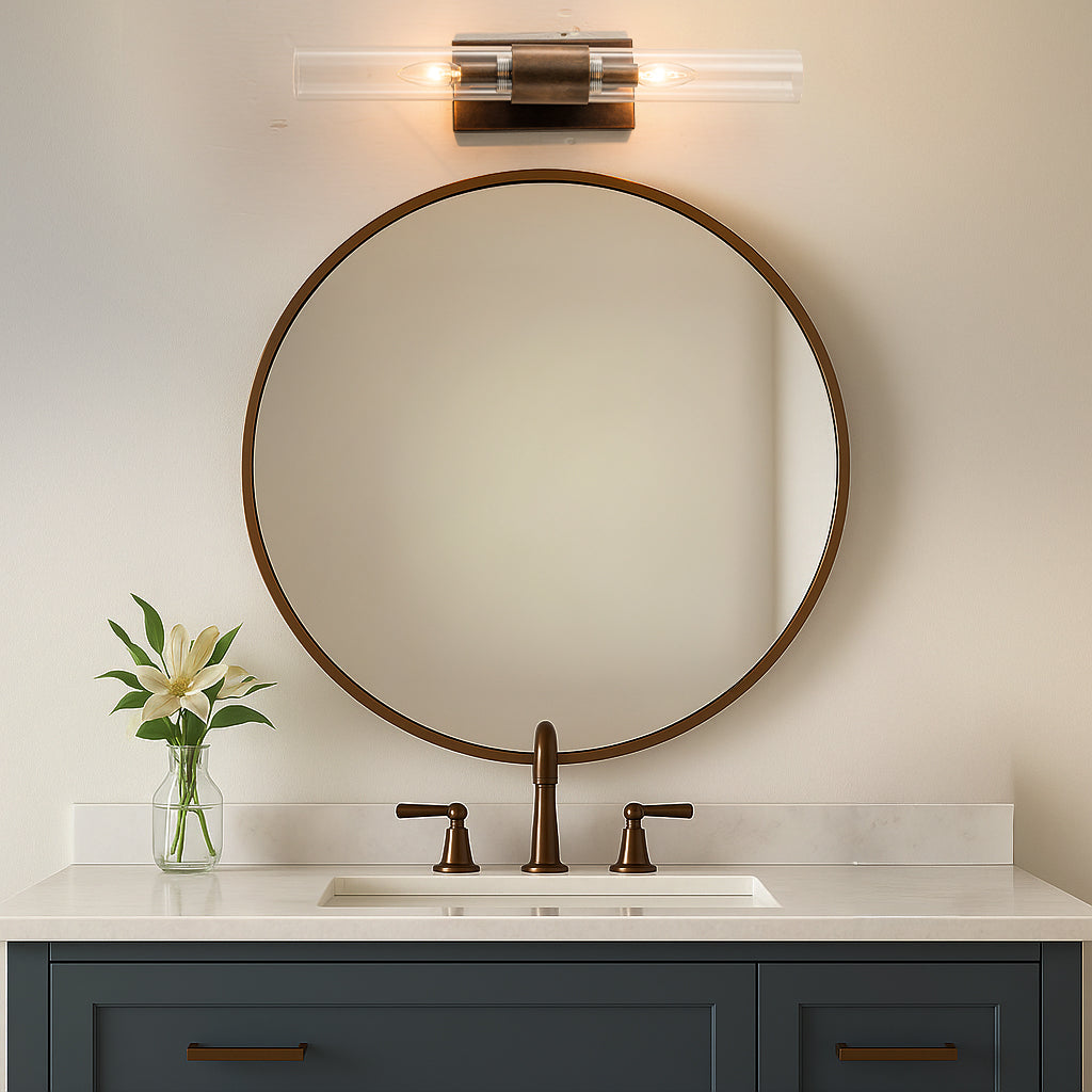 23'' Tall Antique Bronze 2-Light Modern Vanity Light Over Mirror Unique/Statement Double Wall Sconce for Bathroom Living Room Bedroom
