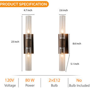 23'' Tall Antique Bronze 2-Light Modern Vanity Light Over Mirror Unique/Statement Double Wall Sconce for Bathroom Living Room Bedroom