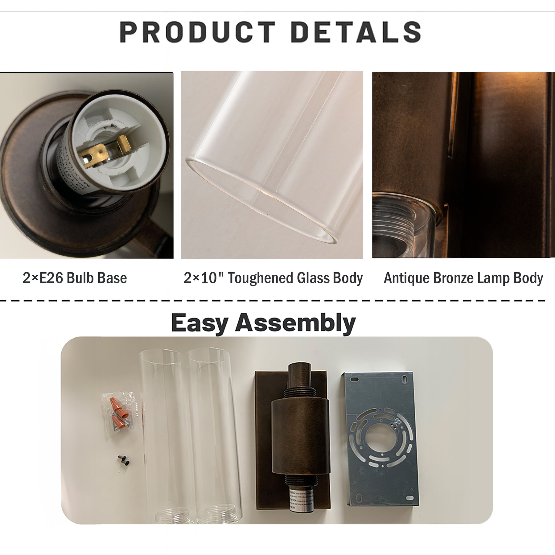 23'' Tall Antique Bronze 2-Light Modern Vanity Light Over Mirror Unique/Statement Double Wall Sconce for Bathroom Living Room Bedroom