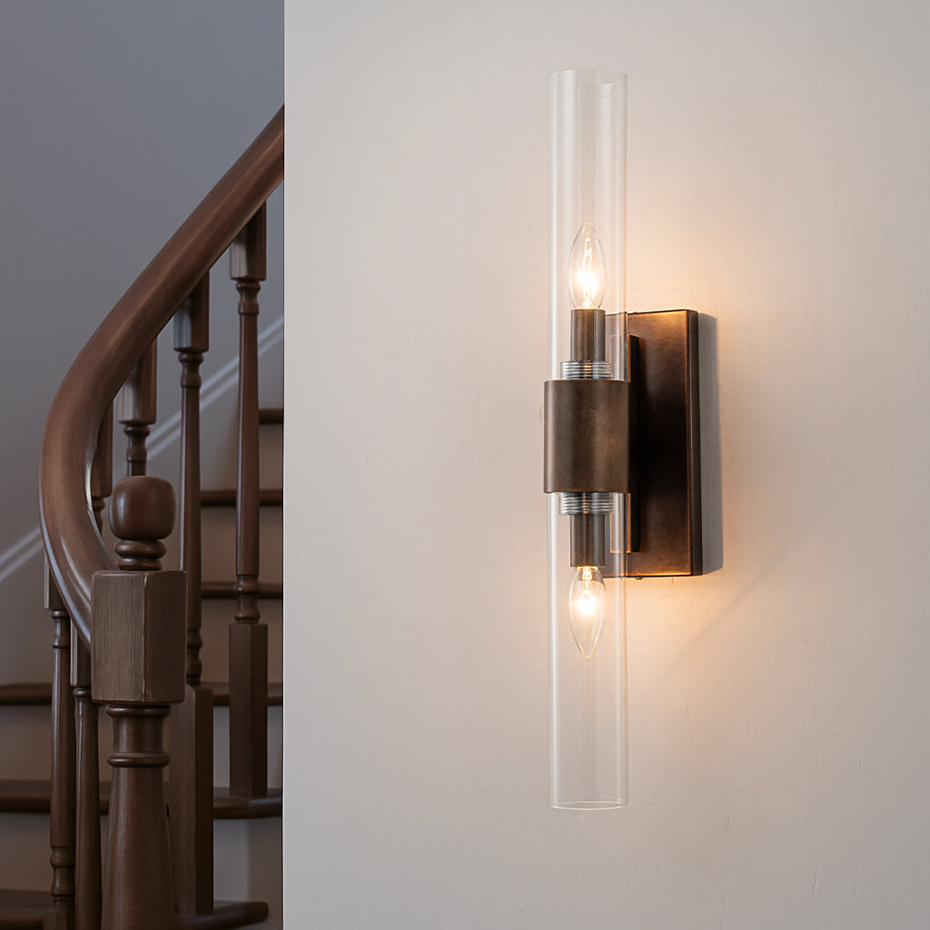 23'' Tall Antique Bronze 2-Light Modern Vanity Light Over Mirror Unique/Statement Double Wall Sconce for Bathroom Living Room Bedroom