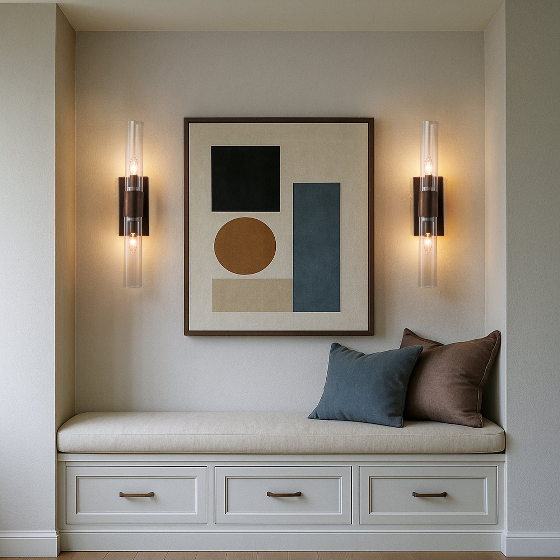 OpenBox 23" Tall Antique Bronze 2-Light Modern Vanity Light Over Mirror Unique/Statement Double Wall Sconce for Bathroom Living Room Bedroom