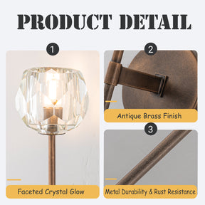 H28" 1-Light Antique Bronze Vertical Wall Lamp with Faceted K9 Crystal Shade Modern Crystal Wall Sconce Indoor Wall Light for Bathroom Vanity Hallway Bedroom