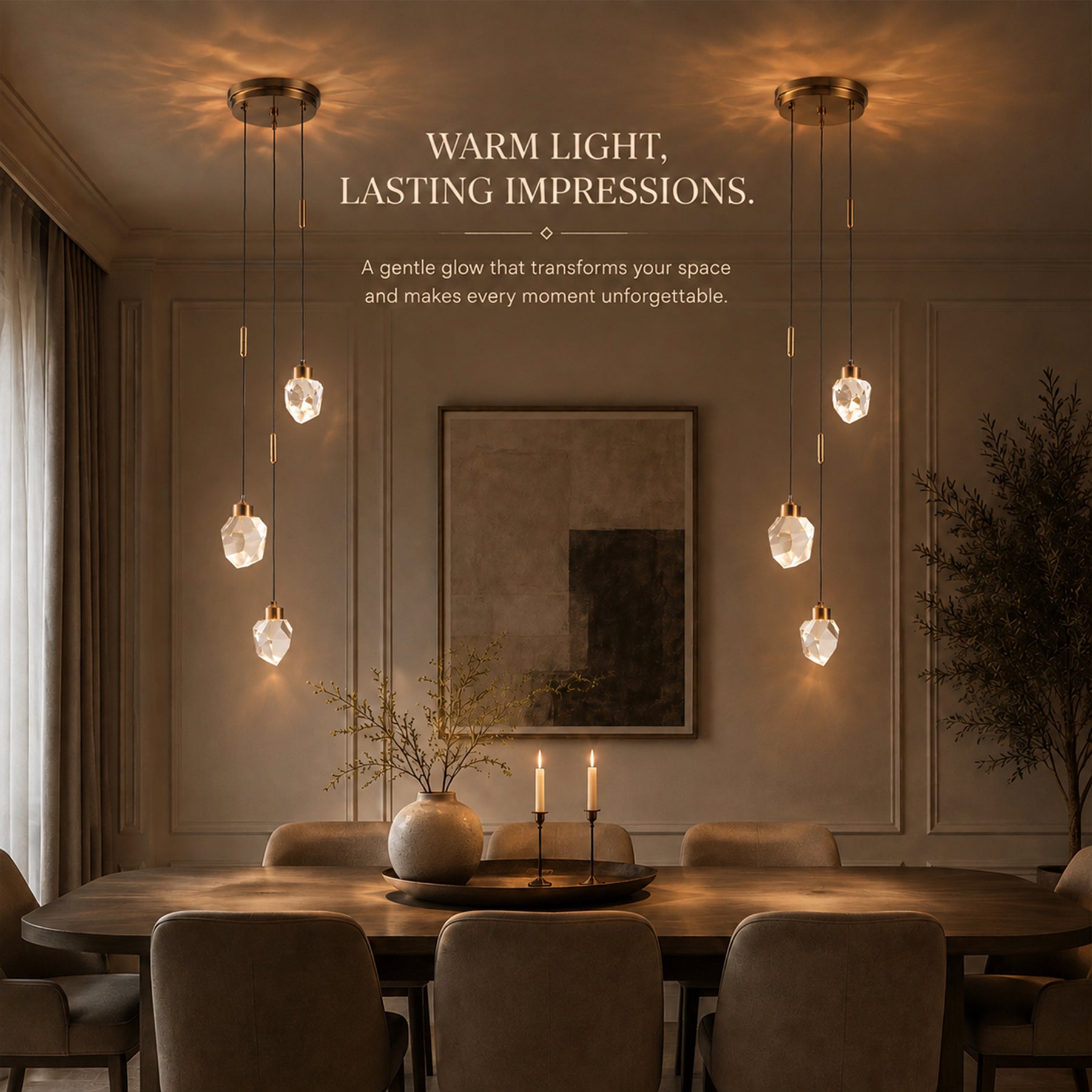 9'' Modern 3-Light Diamond Shape Crystal Cluster Integrated LED Pendant In Antique Gold Round Ceiling Lamp
