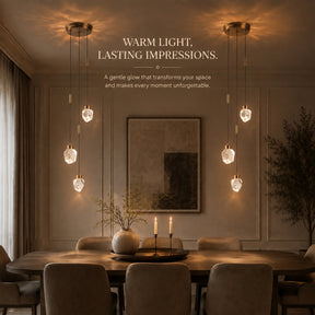 9'' Modern 3-Light Diamond Shape Crystal Cluster Integrated LED Pendant In Antique Gold Round Ceiling Lamp