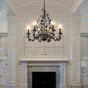 Contemporary 6-Light Dark Bronze Leaf Chandelier Elegant Interior Lighting With Crystal Accents For Dining Room Living Room
