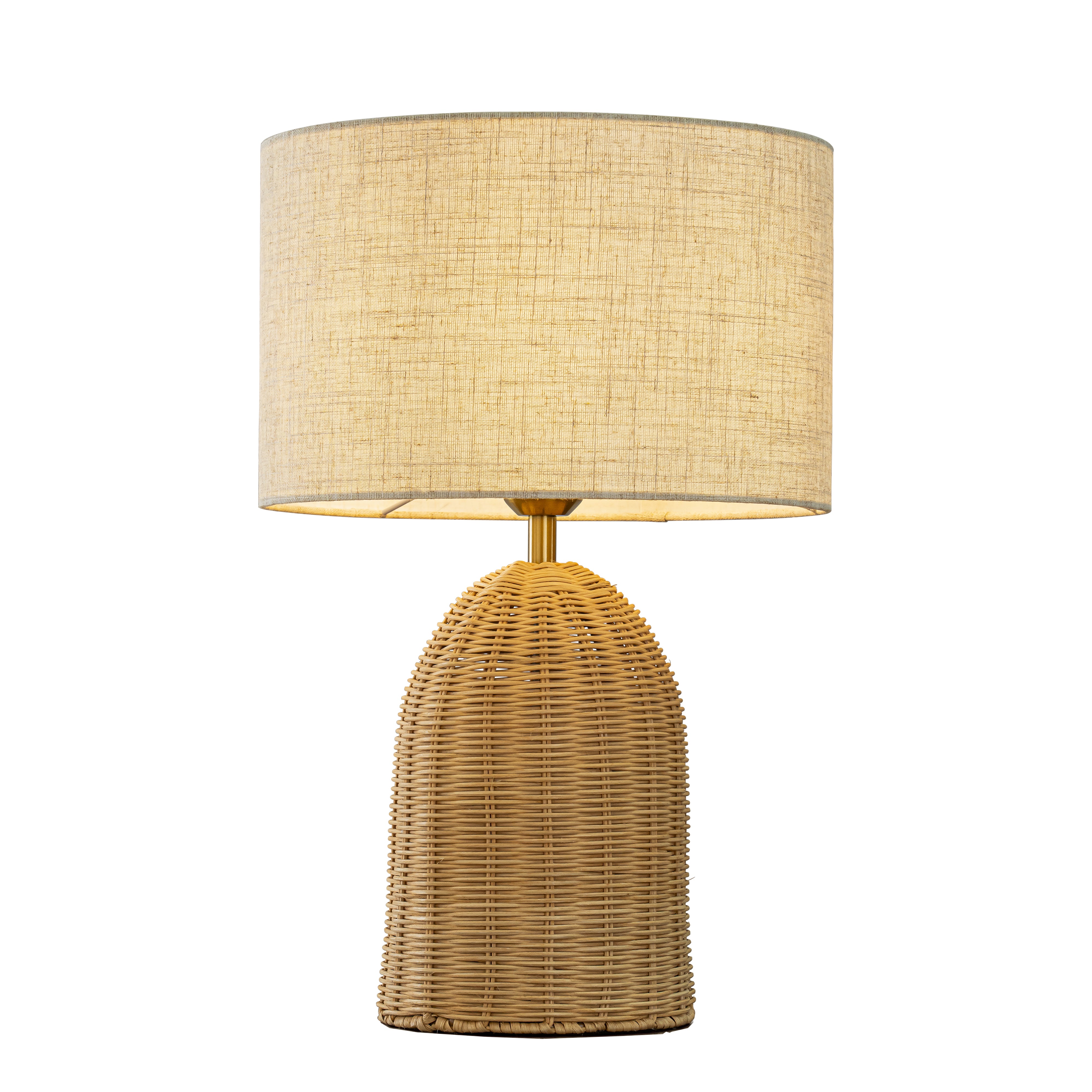 Small Ratten Bedside Lamp 20'' Natural Rattan Bedside Table Lamp Coastal Nightstand Lamp with Cl