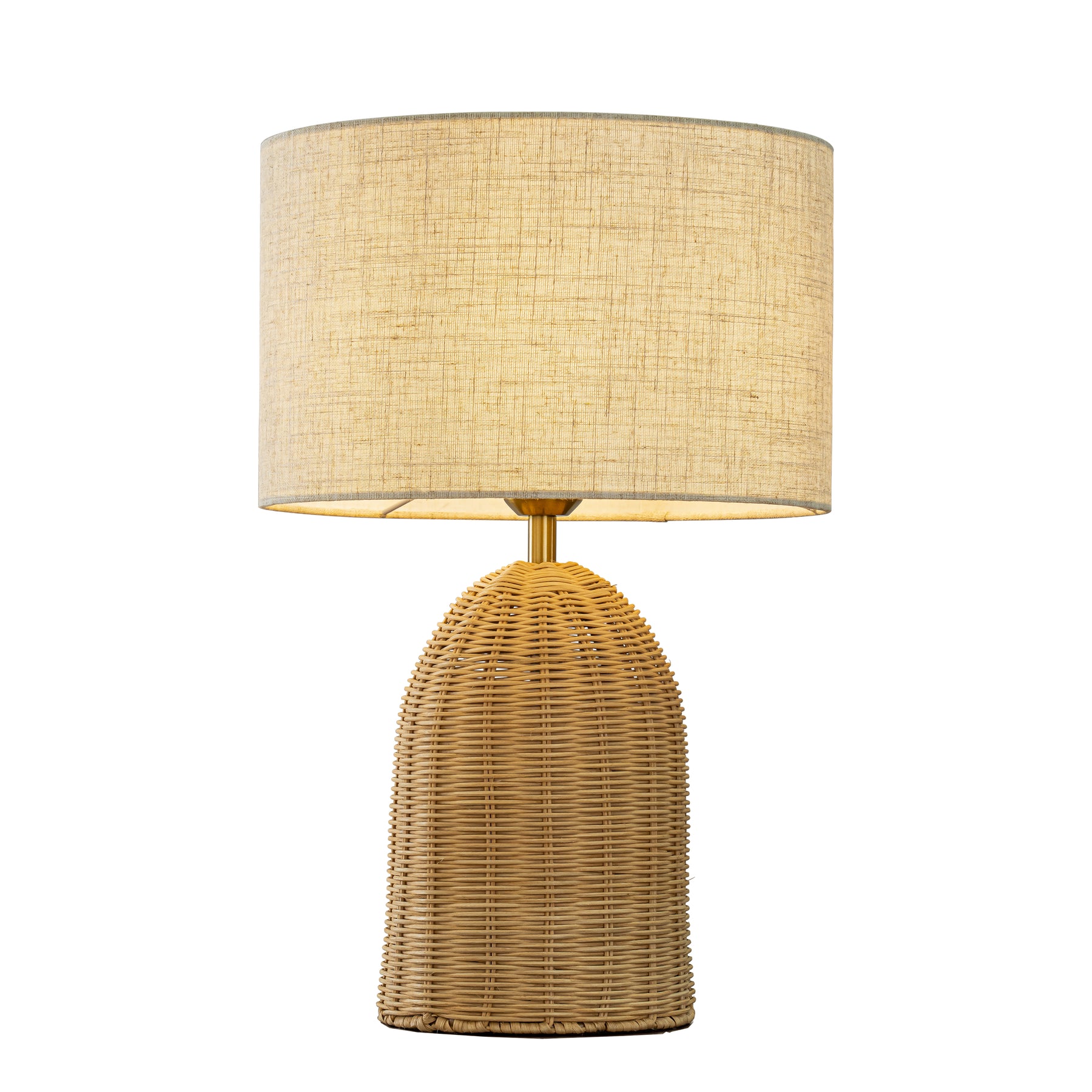 20'' Natural Rattan Bedside Table Lamp Coastal Nightstand Lamp with Classic Beige Fabric Shade for Bedroom, Living Room