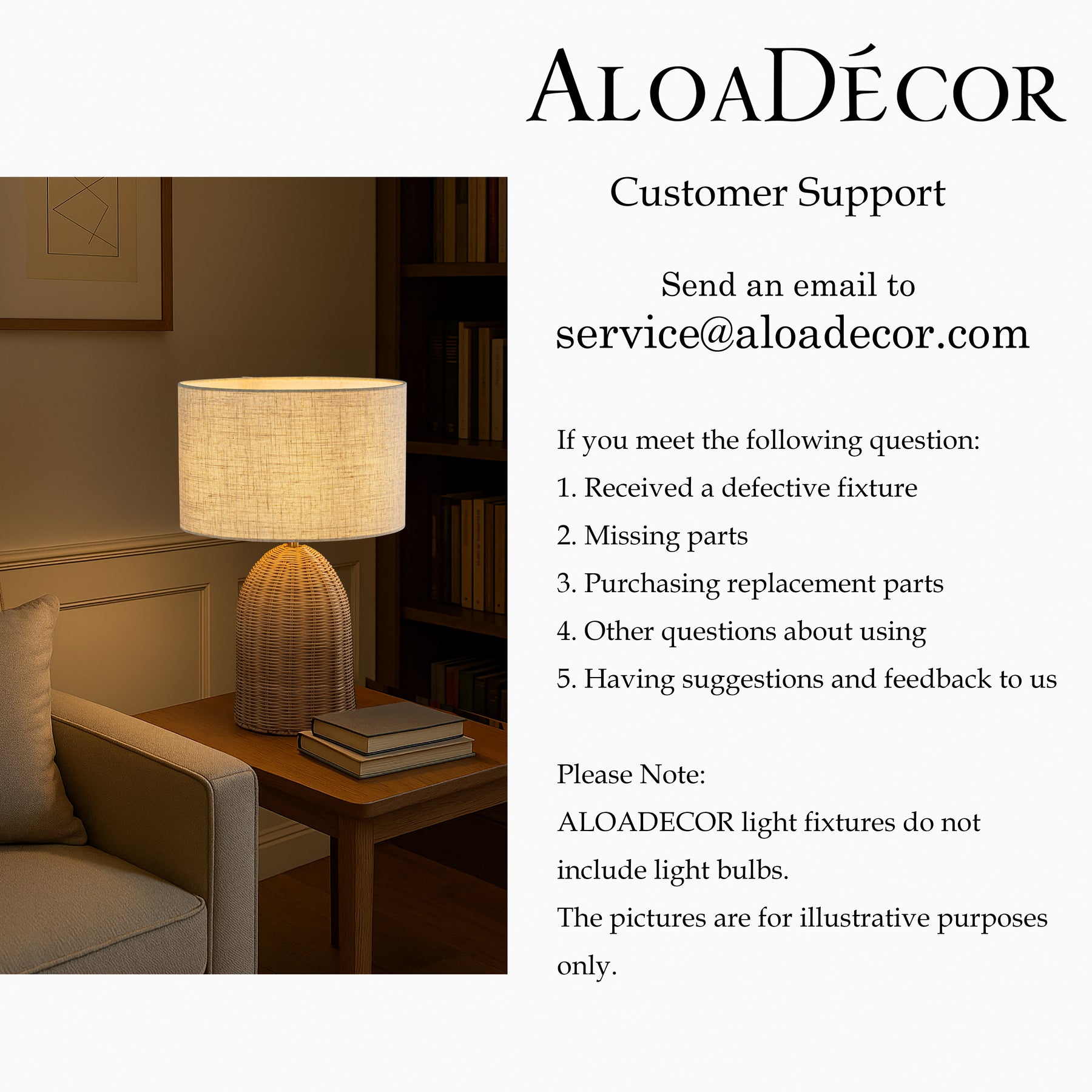 20'' Natural Rattan Bedside Table Lamp Coastal Nightstand Lamp with Classic Beige Fabric Shade for Bedroom, Living Room