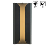 H15" Matte Black 24W Integrated LED Wall Sconce with Acrylic Shade Modern Simplicity Outdoor Wall Light with Dusk to Dawn Sensor for Porch  Garage