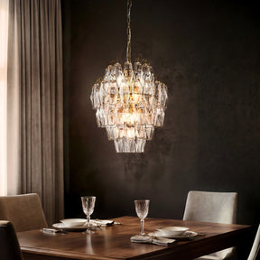 18'' Midcentury Modern Murano Glass Round Chandeliers 6-Light Handblown Glass Pendant Light Fixture Warm Brass Finish For Dining Room Living Room
