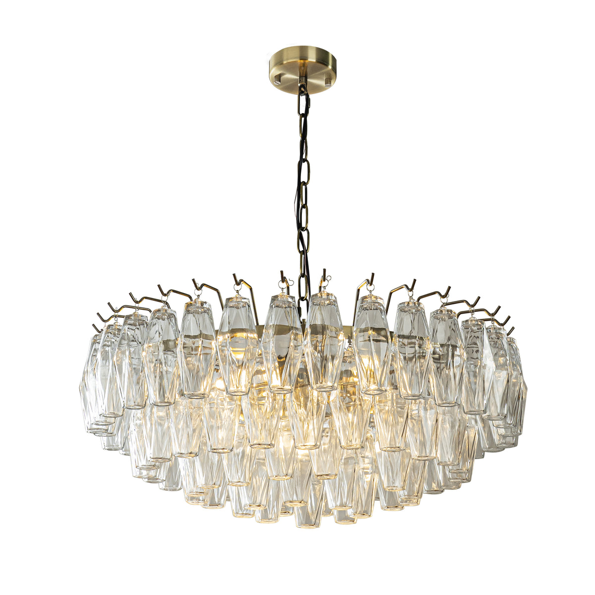 28'' Midcentury Modern Murano Glass Round Chandeliers 6-Light Handblown Glass Pendant Light Fixture Aged Bronze Finish For Dining Room Living Room