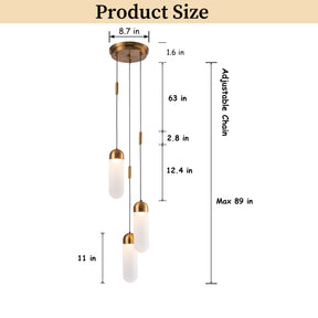 9'' Modern 3-Light Seeded Glass Cluster Integrated LED Pendant In Antique Gold Round Ceiling Lamp
