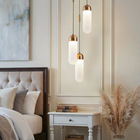 OpenBox 9" Modern 3-Light Seeded Glass Cluster Integrated LED Pendant In Antique Gold Round Ceiling Lamp