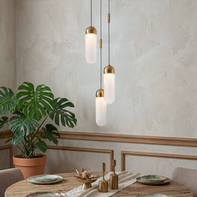 OpenBox 9" Modern 3-Light Seeded Glass Cluster Integrated LED Pendant In Antique Gold Round Ceiling Lamp