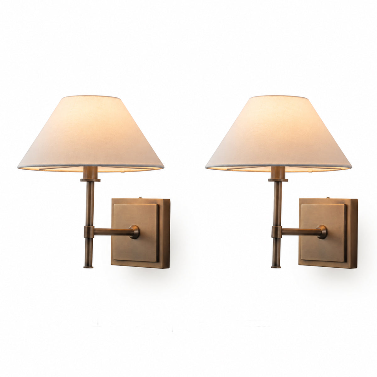 Stainless Steel Bronze Wall Sconce with Fabric Shade Modern Classic Style (2 Pack)