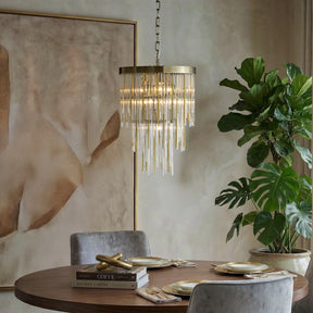 14'' Modern Glam 7-Light Antique Bronze Waterfall Chandelier Adjustable Ceiling Pendant for Bedroom, Dining Room or Foyer