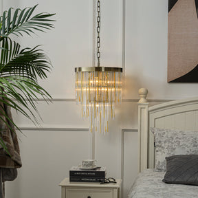 14'' Modern Glam 7-Light Antique Bronze Waterfall Chandelier Adjustable Ceiling Pendant for Bedroom, Dining Room or Foyer