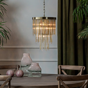 14'' Modern Glam 7-Light Antique Bronze Waterfall Chandelier Adjustable Ceiling Pendant for Bedroom, Dining Room or Foyer