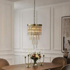 14'' Modern Glam 7-Light Antique Bronze Waterfall Chandelier Adjustable Ceiling Pendant for Bedroom, Dining Room or Foyer