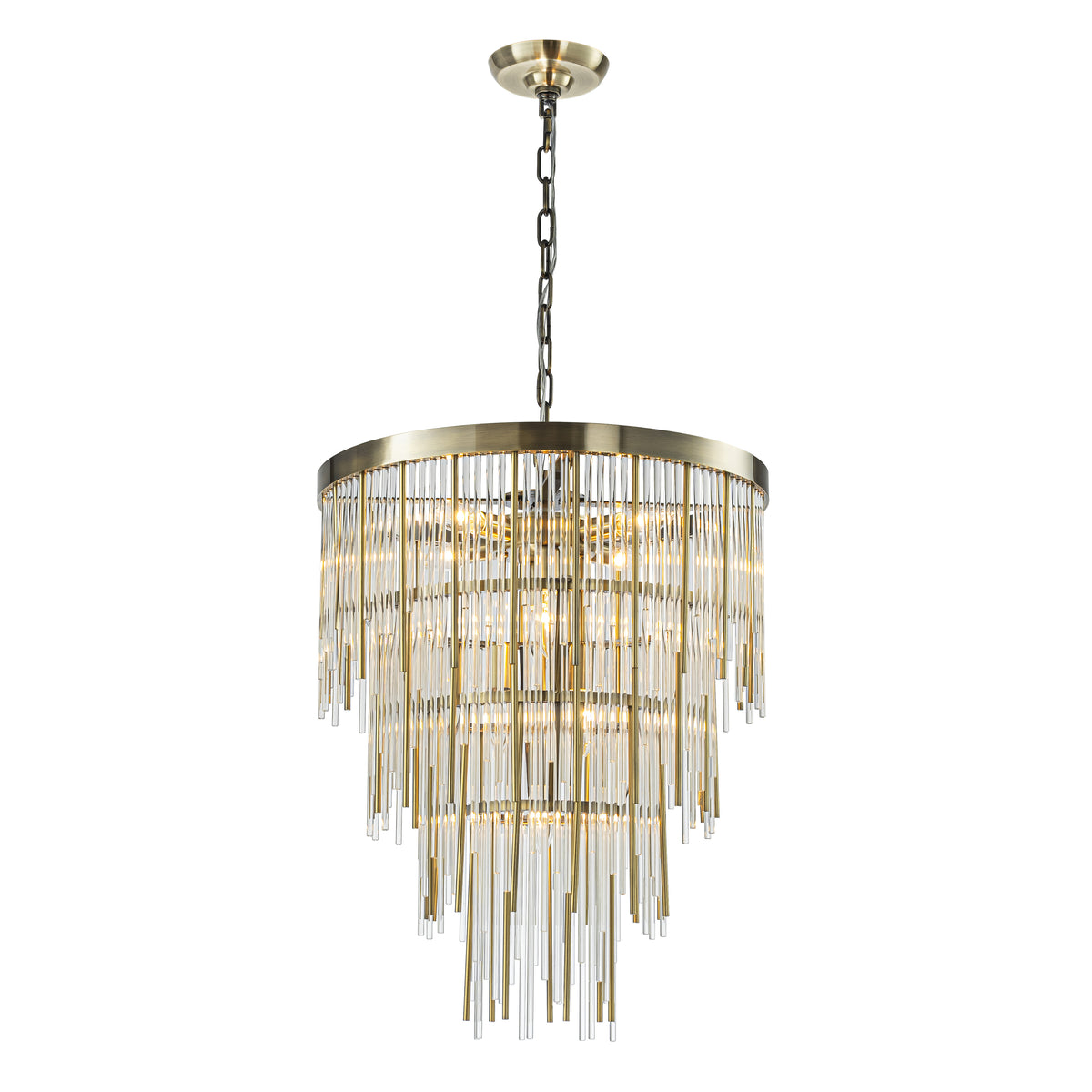20'' Antique Bronze Modern Glam Chandelier with Adjustable Drop 9-Light Tiered Pendant for Dining Room or Foyer