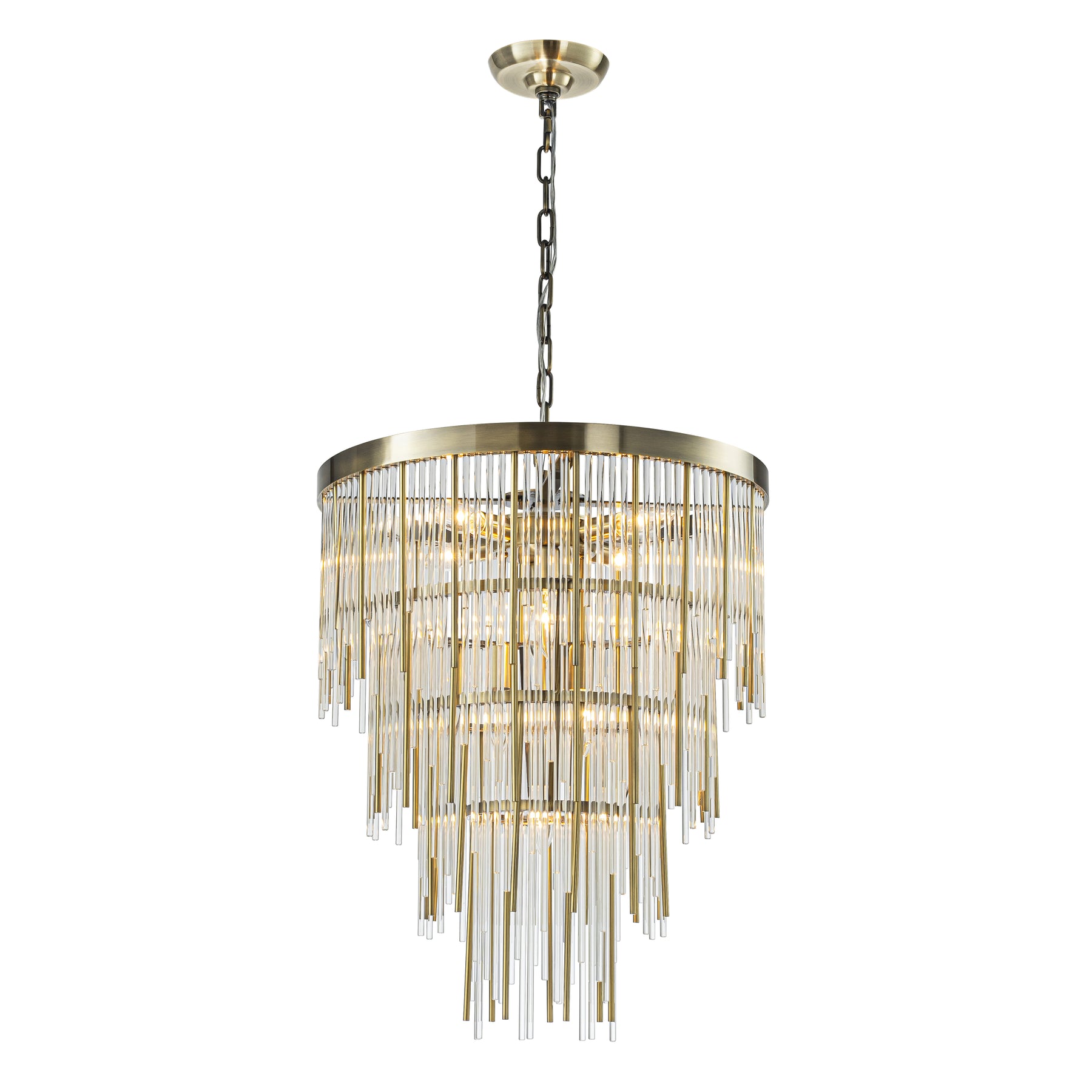 20'' Antique Bronze Modern Glam Chandelier with Adjustable Drop 9-Light Tiered Pendant for Dining Room or Foyer