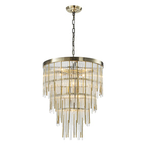 20'' Antique Bronze Modern Glam Chandelier with Adjustable Drop 9-Light Tiered Pendant for Dining Room or Foyer
