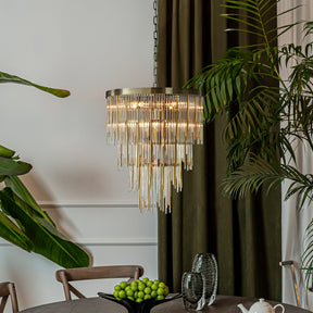 20'' Antique Bronze Modern Glam Chandelier with Adjustable Drop 9-Light Tiered Pendant for Dining Room or Foyer