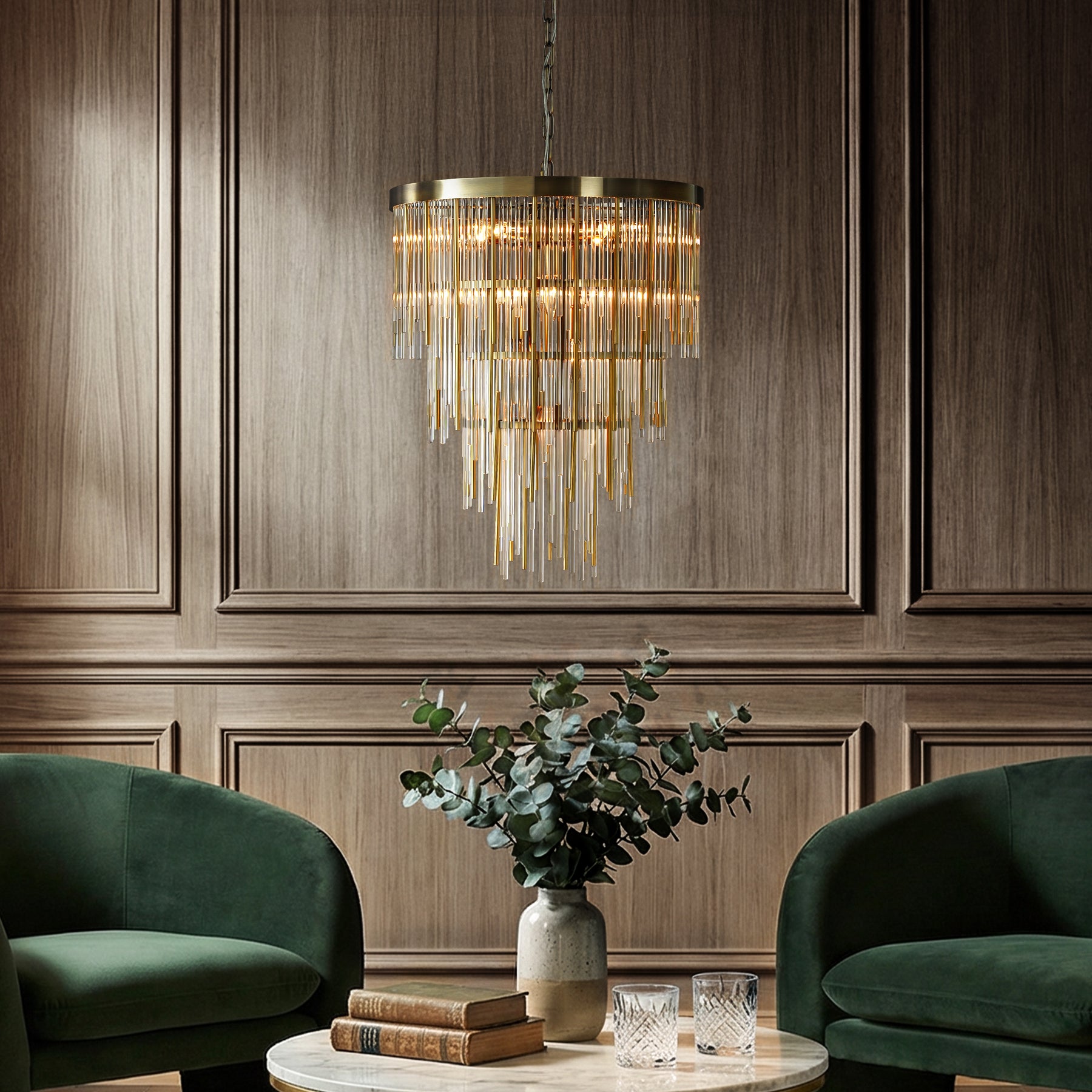 20'' Antique Bronze Modern Glam Chandelier with Adjustable Drop 9-Light Tiered Pendant for Dining Room or Foyer