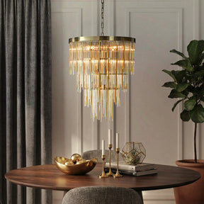 20'' Antique Bronze Modern Glam Chandelier with Adjustable Drop 9-Light Tiered Pendant for Dining Room or Foyer
