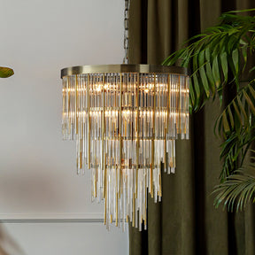 20'' Antique Bronze Modern Glam Chandelier with Adjustable Drop 9-Light Tiered Pendant for Dining Room or Foyer