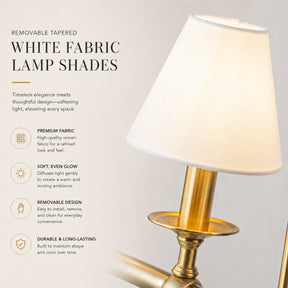 5-Light Brass Linear Chandelier with Fabric Shades E12 Bulb Dimmable Ceiling Light
