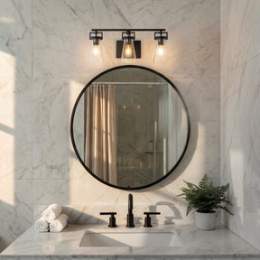 Modern Transitional 3-Light Vanity Wall Sconce in Dark Brown with Clear Bubble Glass Shades for Mirror, Bathroom or Hallway
